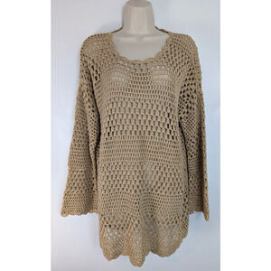 Show Me Your Mumu Paula Pullover Latte Crochet Tunic Size Medium